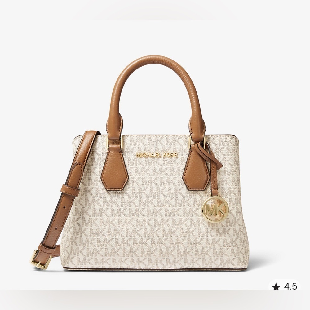 MICHAEL KORS CAMILLE SMALL SATCHEL — VANILLA/ACORN